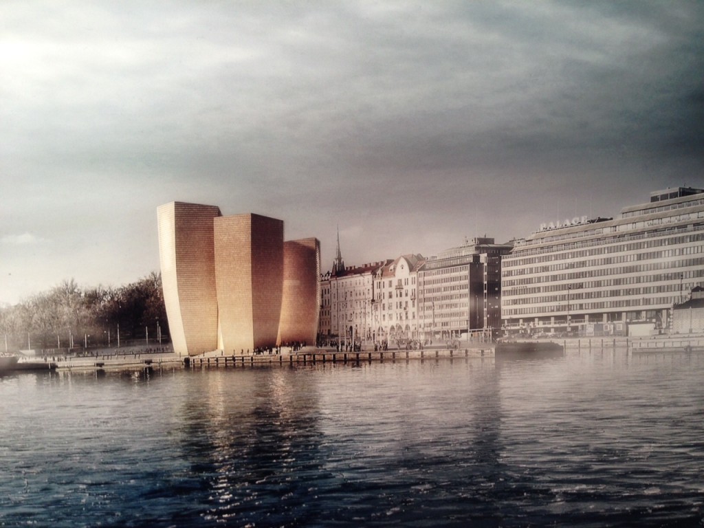 Havainnekuva eräästä ehdotuksesta katsottuna Kauppatorin suunnasta.