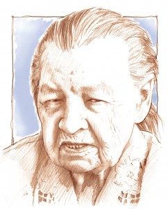 Kuvituspiirros: Olli Anikari (äitini 91 v.).